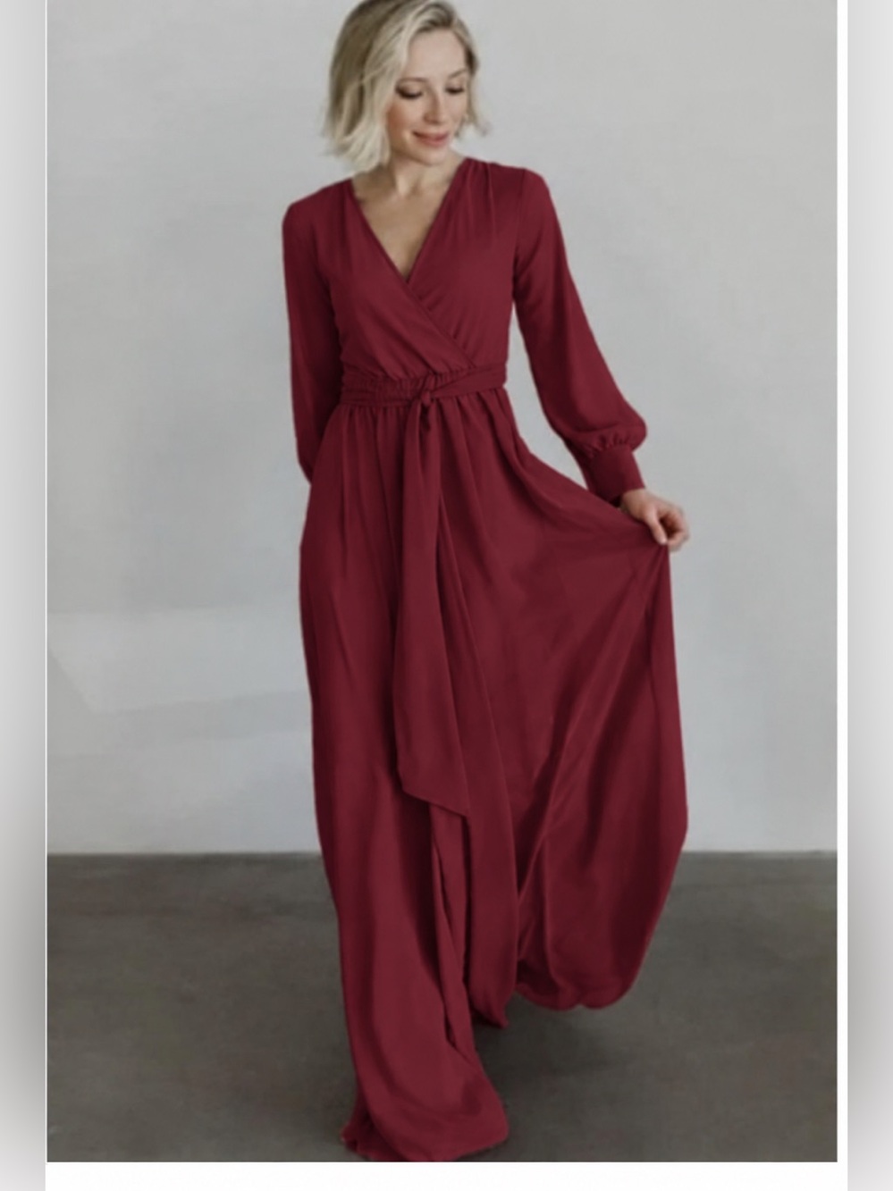 Baltic Born Lydia Burgundy Pleated Wrap Gown